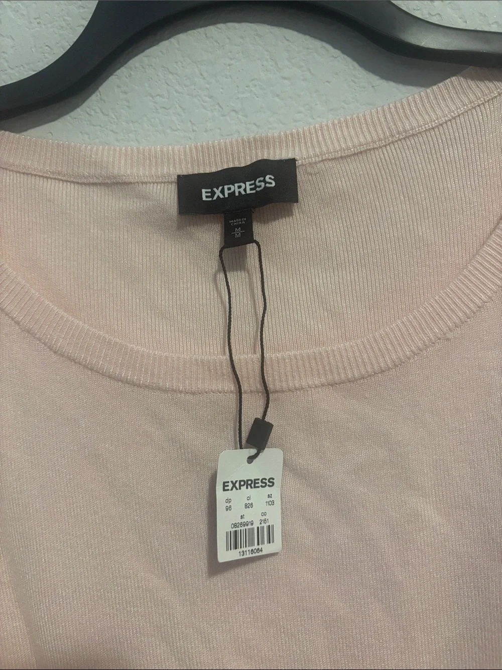 NWT Express Lace-Up Waist Sweatshirt in Pale Pink with balloon sleeves M